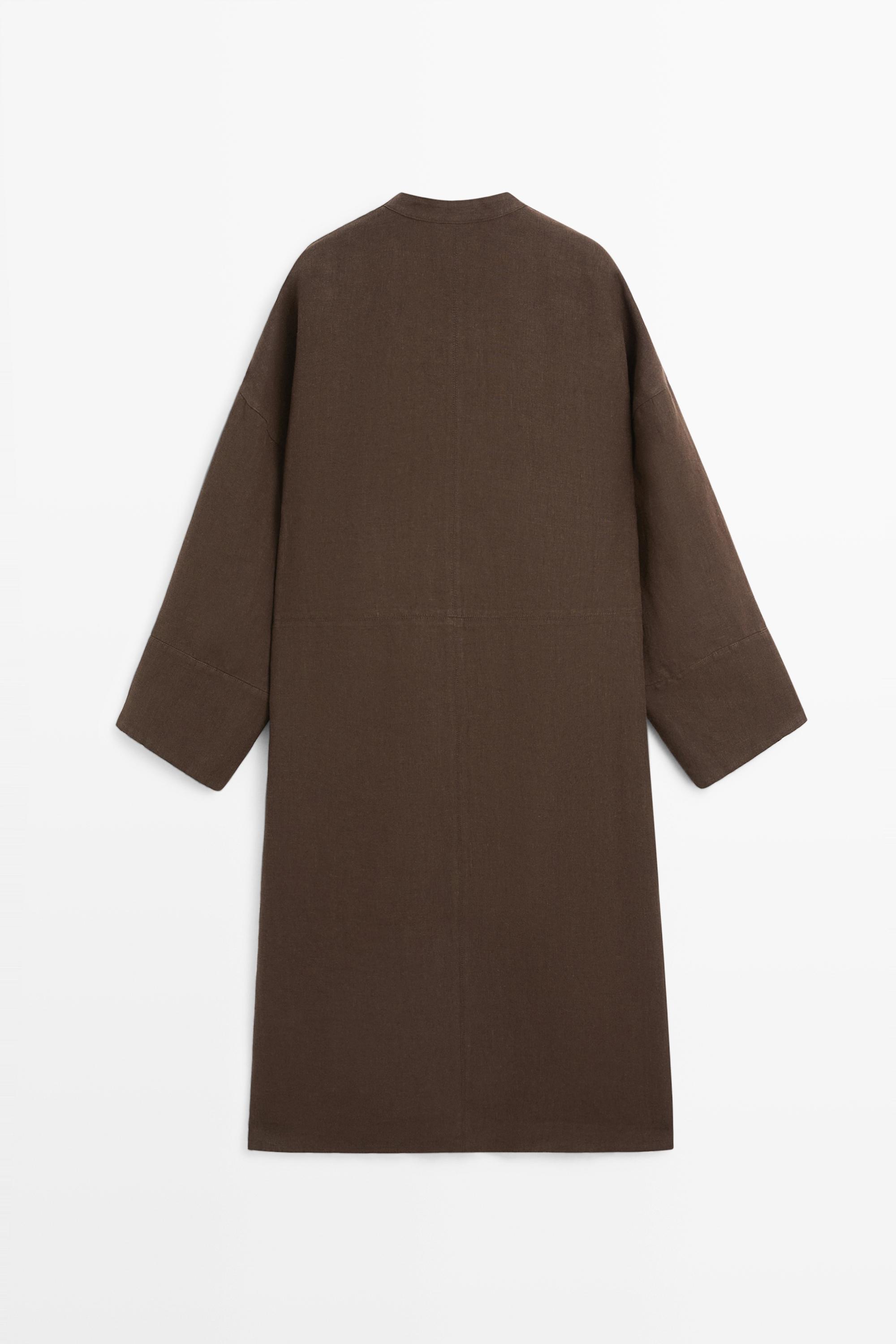 100% linen trench coat